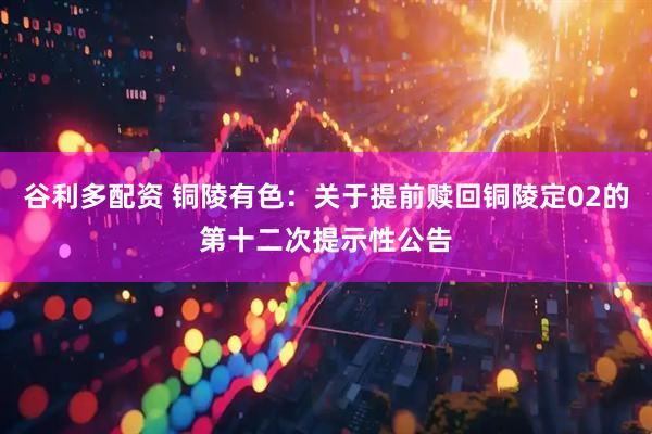 谷利多配资 铜陵有色：关于提前赎回铜陵定02的第十二次提示性公告