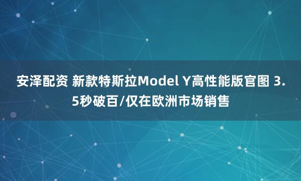 安泽配资 新款特斯拉Model Y高性能版官图 3.5秒破百/仅在欧洲市场销售