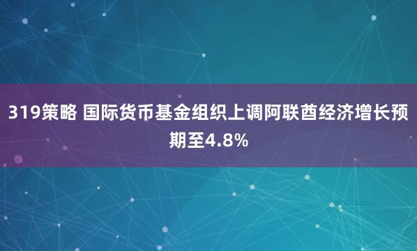 319策略 国际货币基金组织上调阿联酋经济增长预期至4.8%